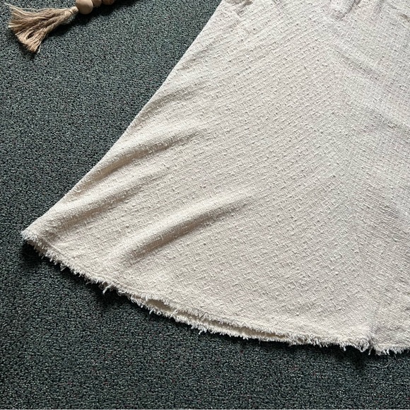 ZARA Cream White Cotton Tweed A-line Full Circl Midi Maxi Fringe Modest Skirt XL - Picture 5 of 16